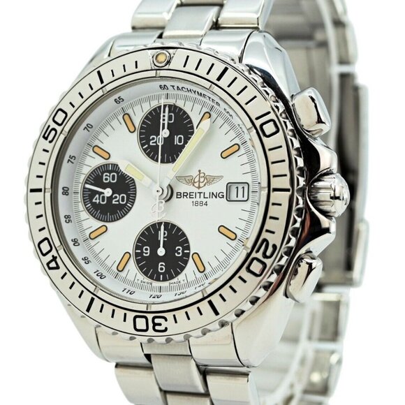 Breitling Men's 41mm Shark 100M White Dial Swiss Automatic SS Watch Ref: A13051! - Picture 2 of 9